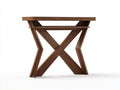Console 118×36×80 cm - bois finition noyer marron - structure géométrique à pieds croisés pour chambre à coucher