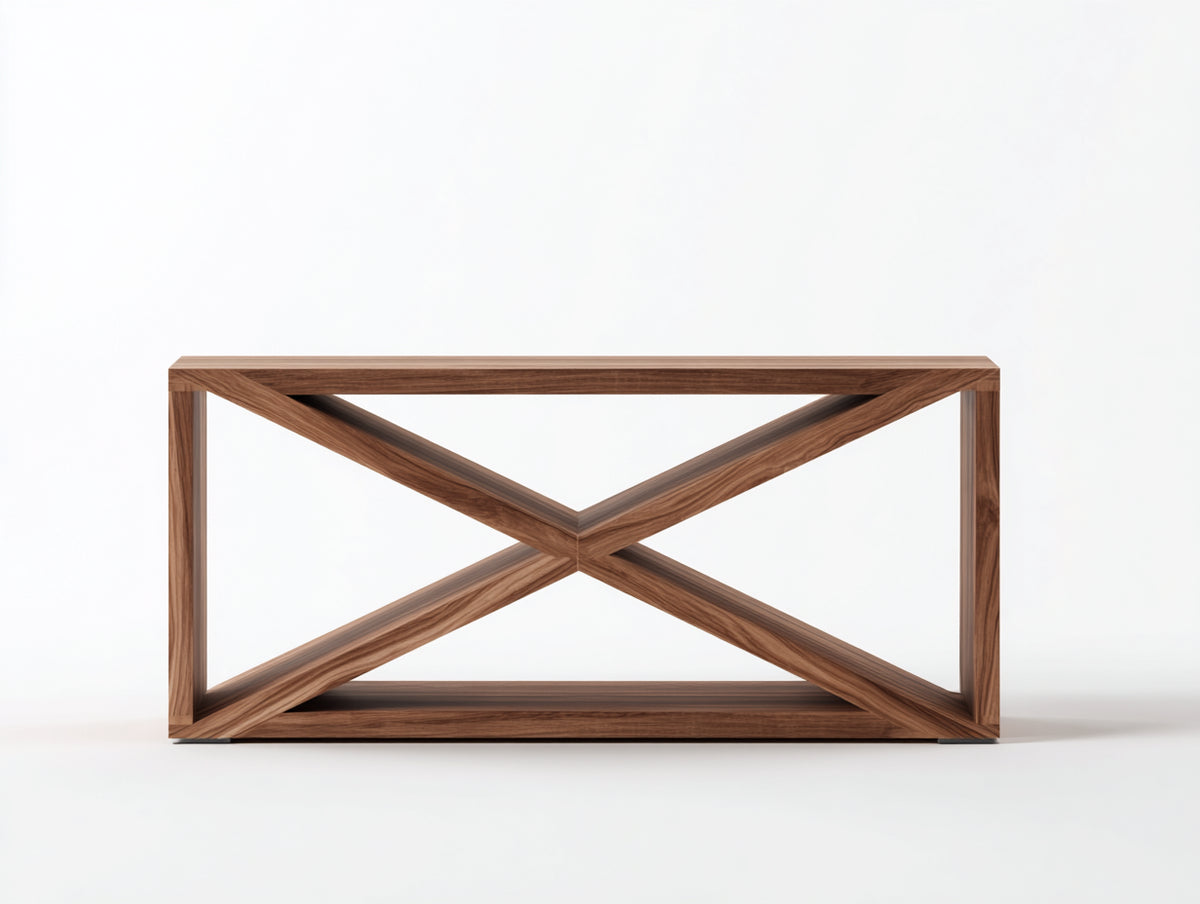 Console en bois 120×35×76 cm - brun noyer - structure croisée pour chambre