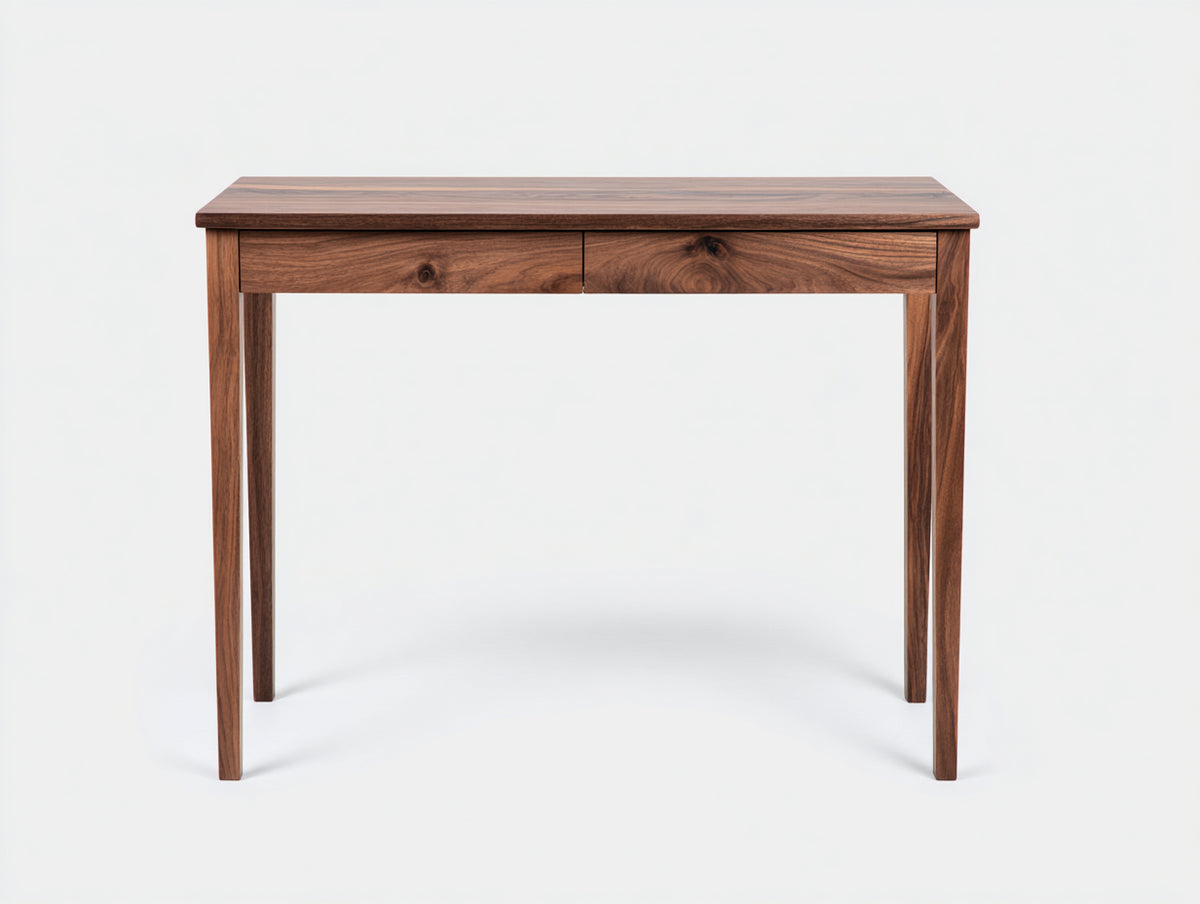 Console en bois 110×40×78 cm - brun noyer - 2 tiroirs pour chambre