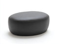 Tabouret ovale 85×60×35 cm - cuir noir grainé - assise basse rembourrée pour chambre à coucher