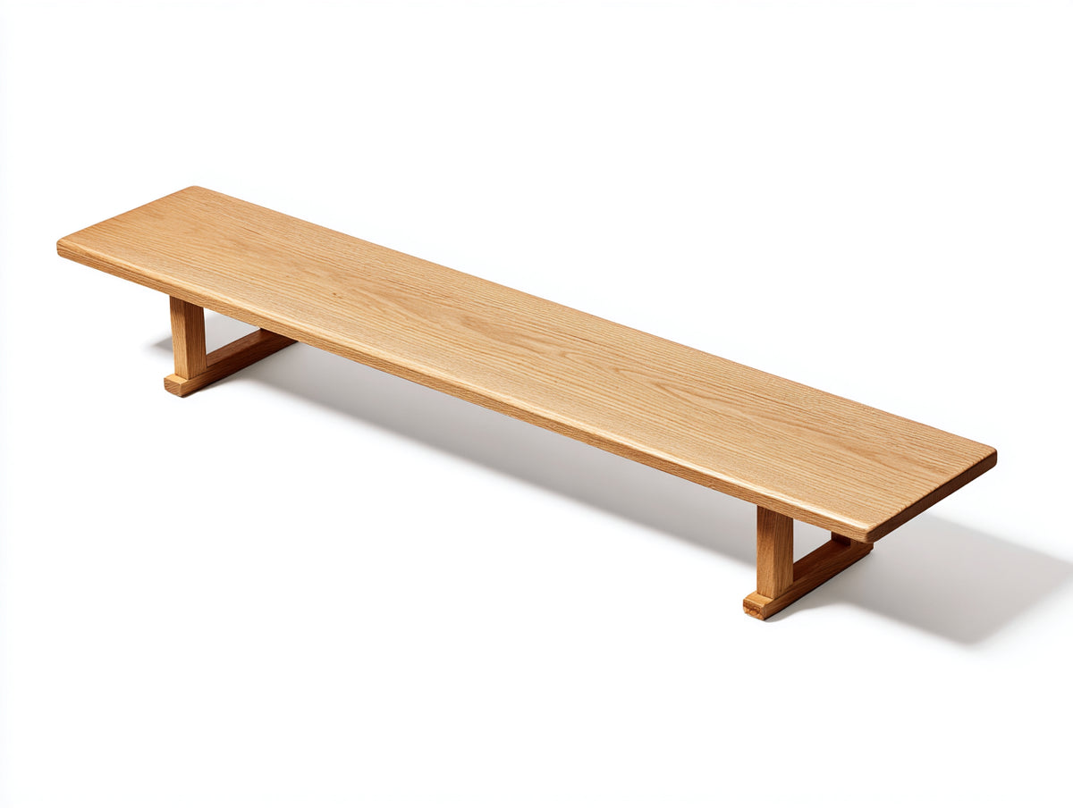 Banc 180×40×43 cm - bois naturel - piètement en T et profil épuré pour salle à manger