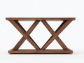 Console architecturale en bois 160×42×80 cm - marron noyer avec doubles croisillons et base large pour chambre à coucher