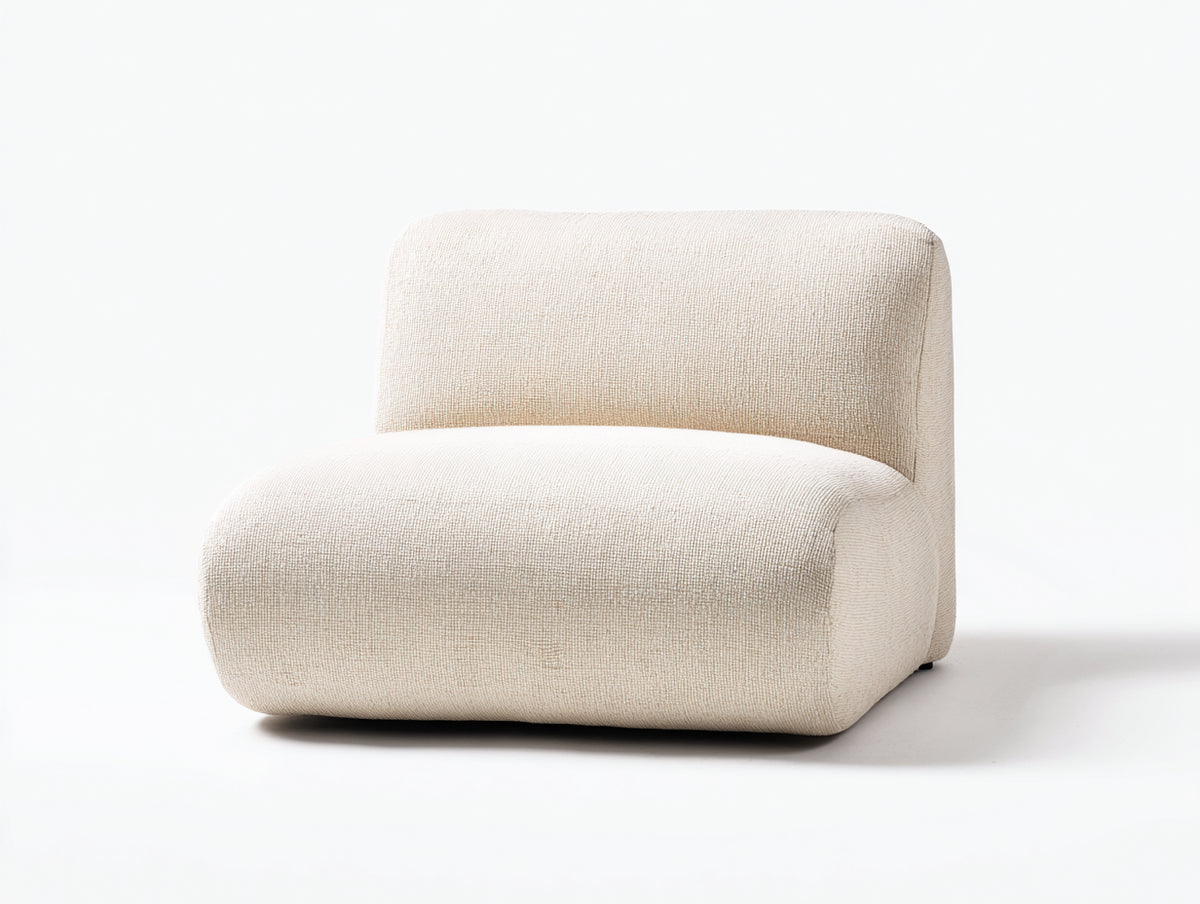 Fauteuil 82×92×75 cm - tissu bouclé crème - assise basse sans accoudoirs pour salon