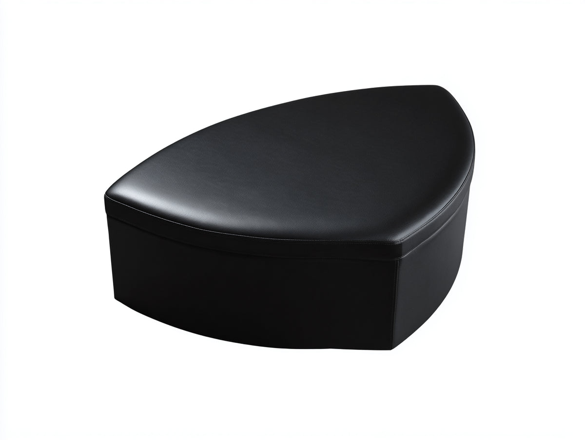 Tabouret 82×66×36 cm - cuir synthétique noir - assise demi-lune rembourrée pour chambre à coucher