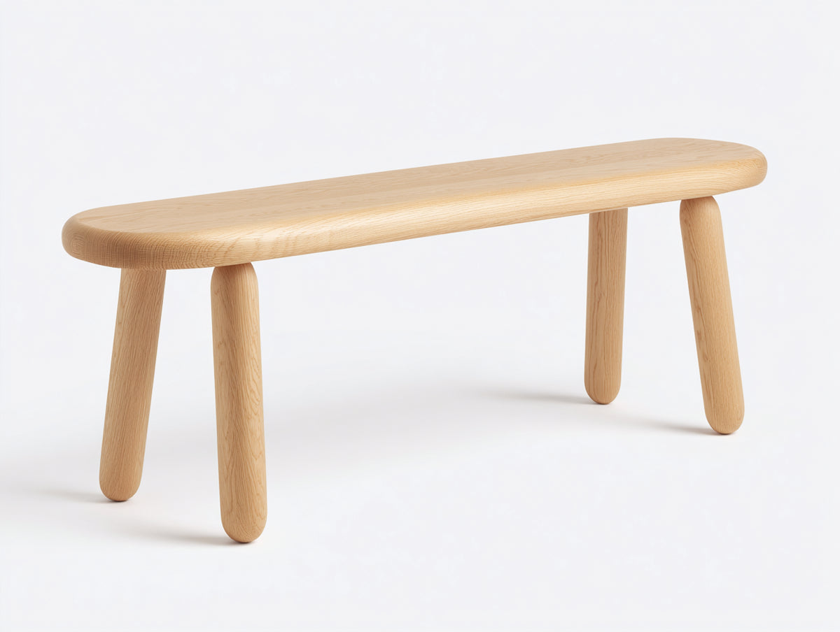 Banc en bois massif 180×40×45 cm - bois naturel - plateau oblong et pieds fuselés pour salle à manger