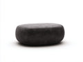 Tabouret ovale 90×65×34 cm - effet daim gris anthracite - forme galbée et base pleine pour chambre à coucher