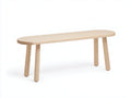 Banc en bois massif 165×40×45 cm - bois clair - assise arrondie et pieds inclinés pour salle à manger