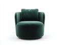Fauteuil pivotant 90×86×78 cm - velours vert émeraude - forme tonneau et socle noir pour salon
