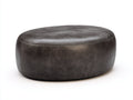 Tabouret ovale rembourré 96×68×34 cm - gris anthracite avec revêtement aspect cuir et silhouette basse pour chambre à coucher