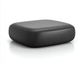 Tabouret carré 82×82×32 cm - cuir noir - forme bombée et base pleine pour chambre à coucher