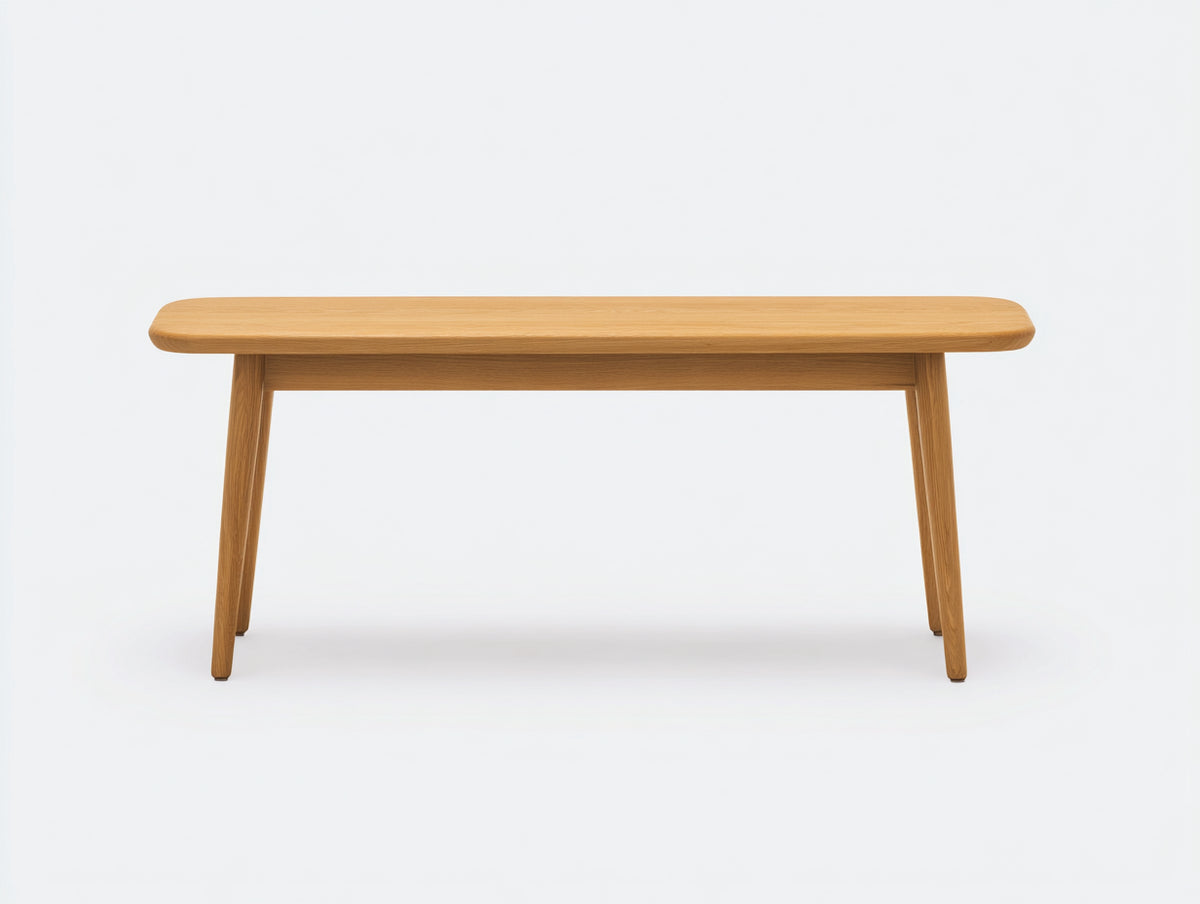 Banc en bois 145×40×45 cm - chêne clair avec assise aux angles arrondis et pieds inclinés pour salle à manger