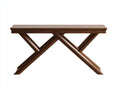 Console 130×38×78 cm - bois finition noyer marron - piètement croisé en X pour chambre à coucher