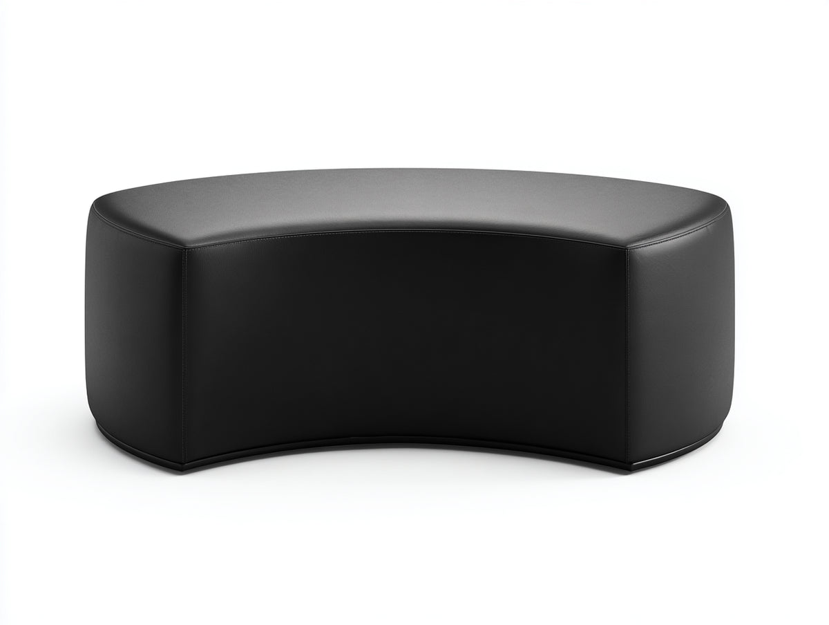 Tabouret incurvé 120×56×40 cm - noir - revêtement aspect cuir et forme demi-lune pour chambre à coucher