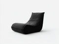Fauteuil lounge 84×108×88 cm - tissu noir rembourré - assise basse inclinée pour salon