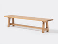 Banc en bois 190×38×45 cm - chêne clair avec traverse basse et pieds inclinés pour salle à manger