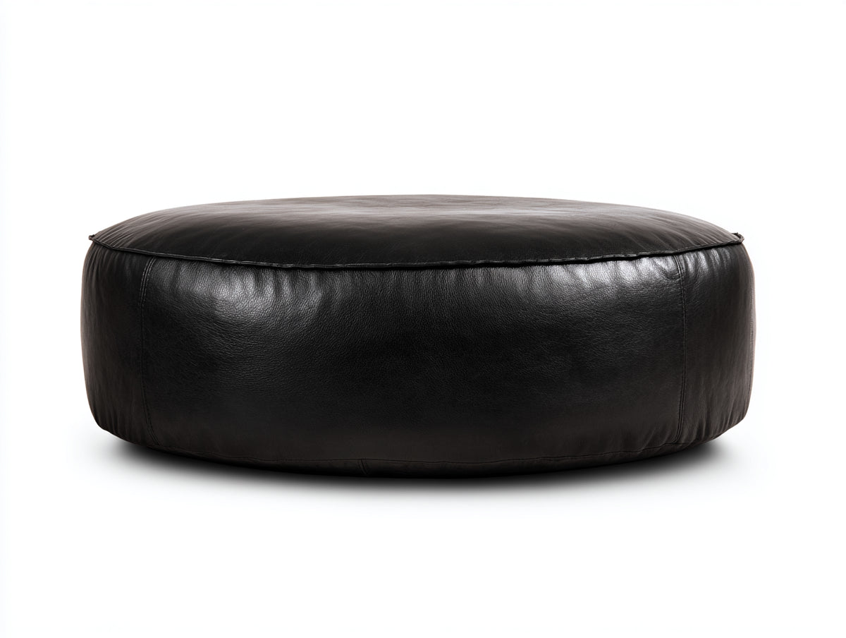 Tabouret 105×72×34 cm - cuir noir - forme ovale basse pour chambre à coucher