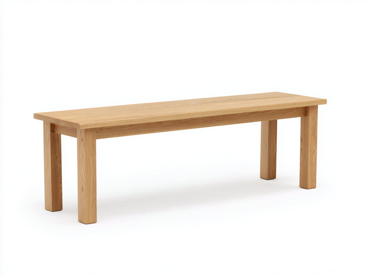 Banc en bois massif 160×42×45 cm - bois naturel avec plateau rectiligne et pieds carrés pour salle à manger