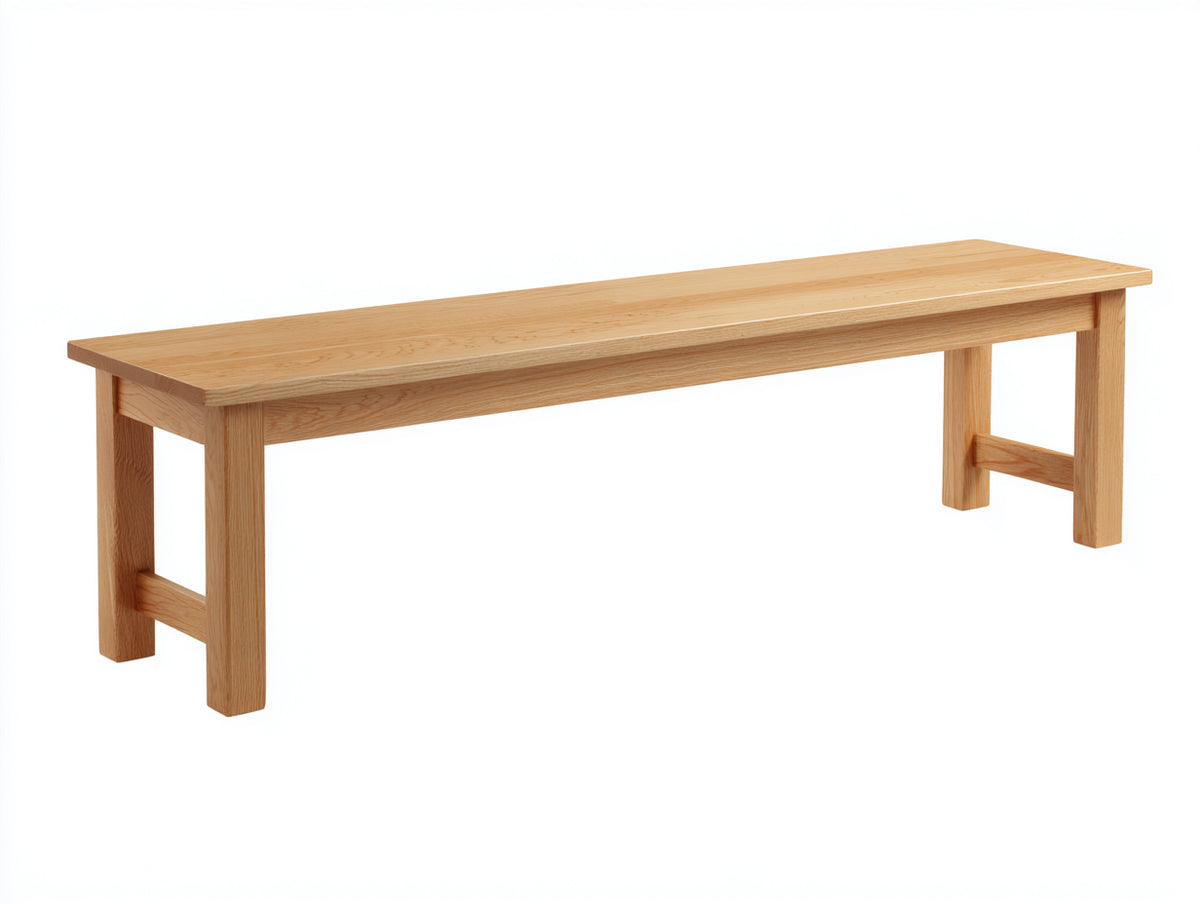 Banc en chêne massif 190×42×45 cm - chêne clair - traverse renforcée et pieds droits pour salle à manger
