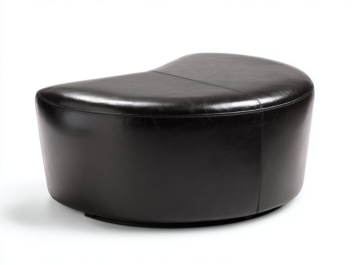 Tabouret 88×70×37 cm - cuir synthétique noir - forme arrondie asymétrique avec base basse pour chambre à coucher