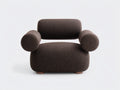 Fauteuil 96×88×78 cm - tissu bouclé brun foncé/camel - accoudoirs cylindriques pour salon